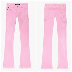 VALABASAS MR. EXTENDO PINK STACKED FLARE JEAN